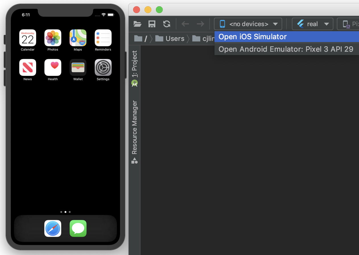 Solve the issue about cannot open iOS simulator in Android Studio CJ